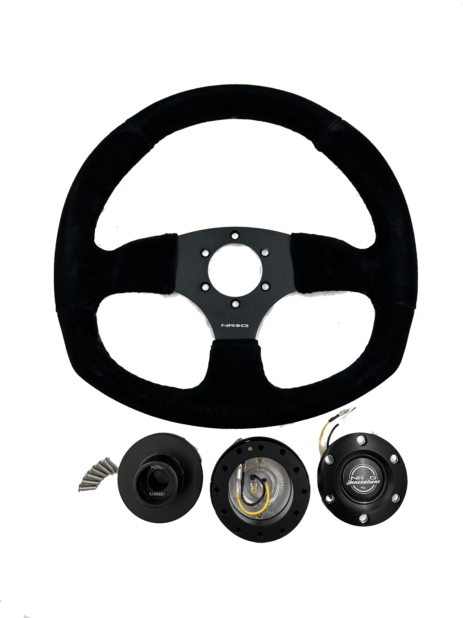 NRG Reinforced Steering Wheel Black Suede 320mm/330mm