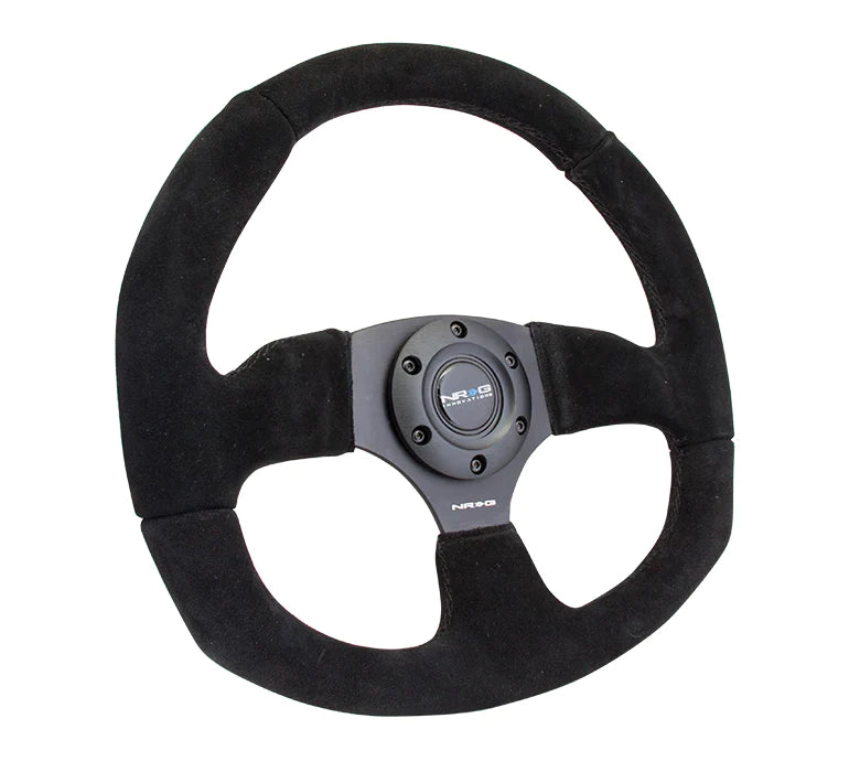 NRG Reinforced Steering Wheel (320mm Horizontal / 330mm Vertical) Black Suede
