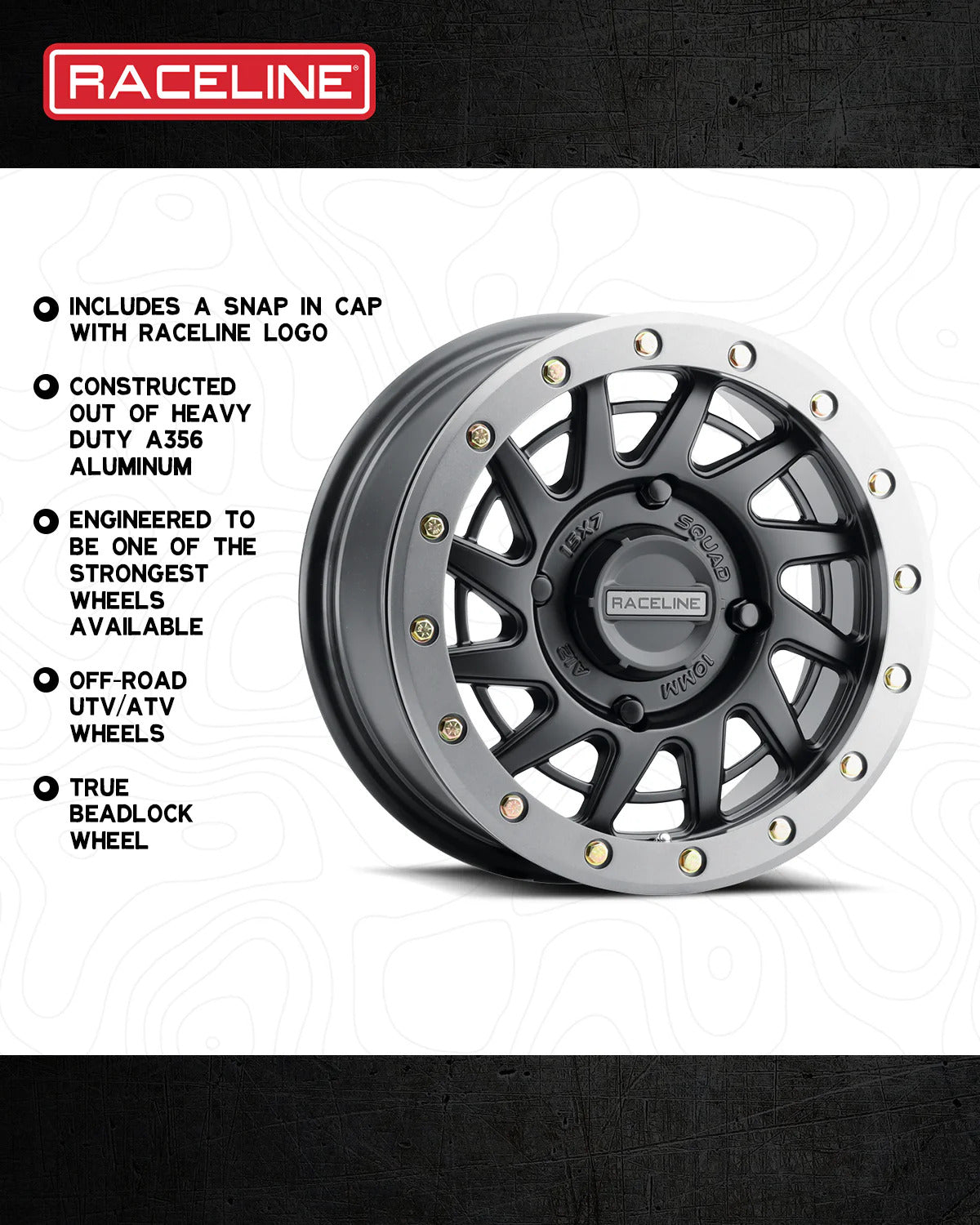 Raceline Squad Beadlock Wheels 15X7 4/137 6+1(+38MM)