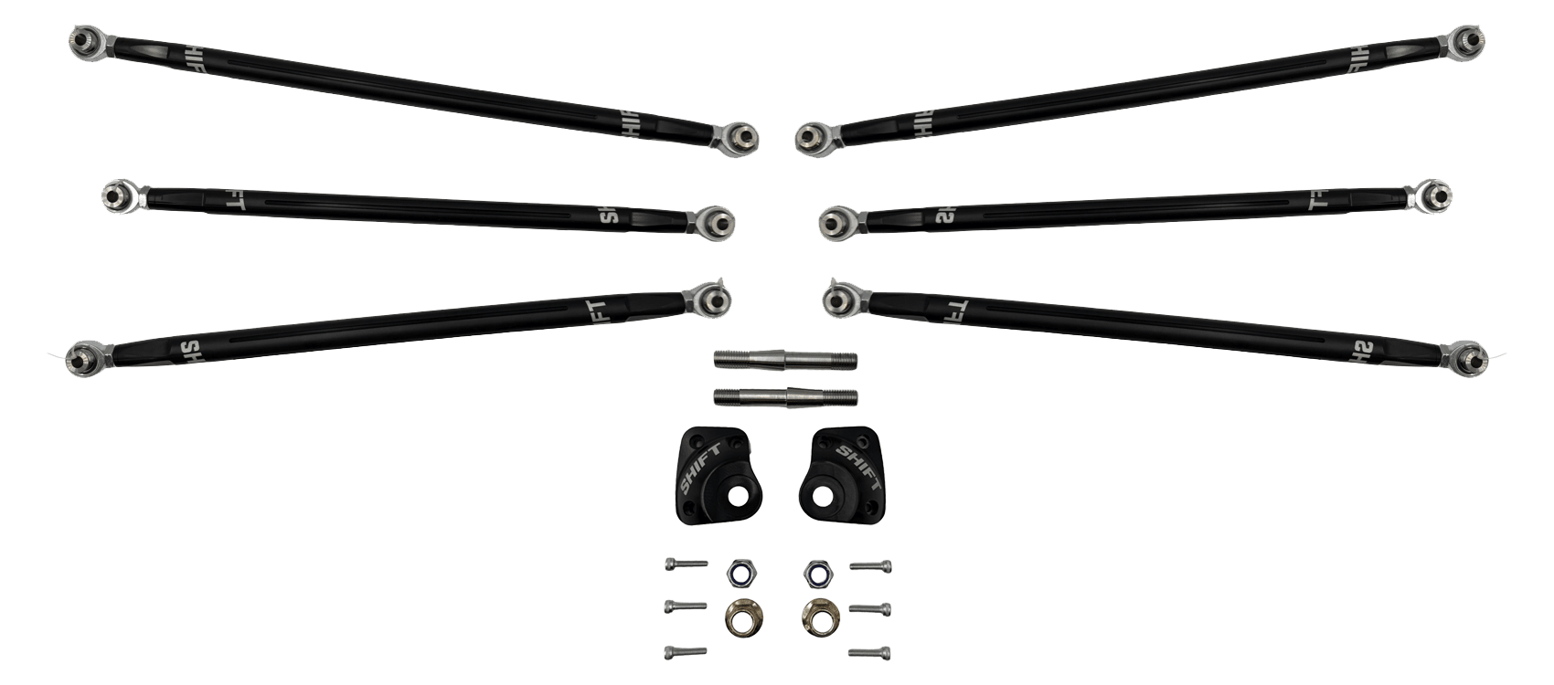 Can-Am Maverick R Adjustable Straight Radius Rod Kit - Billet 7075 Race-Series w/ Double Shear Middle Rod End