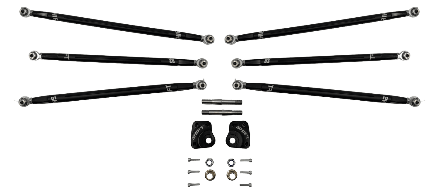 SHIFT Performance Labs - Can - Am Maverick R Adjustable Straight Radius Rod Kit - Billet 7075 Race - Series w/ Double Shear Middle Rod End - UTVRaceShop.Com