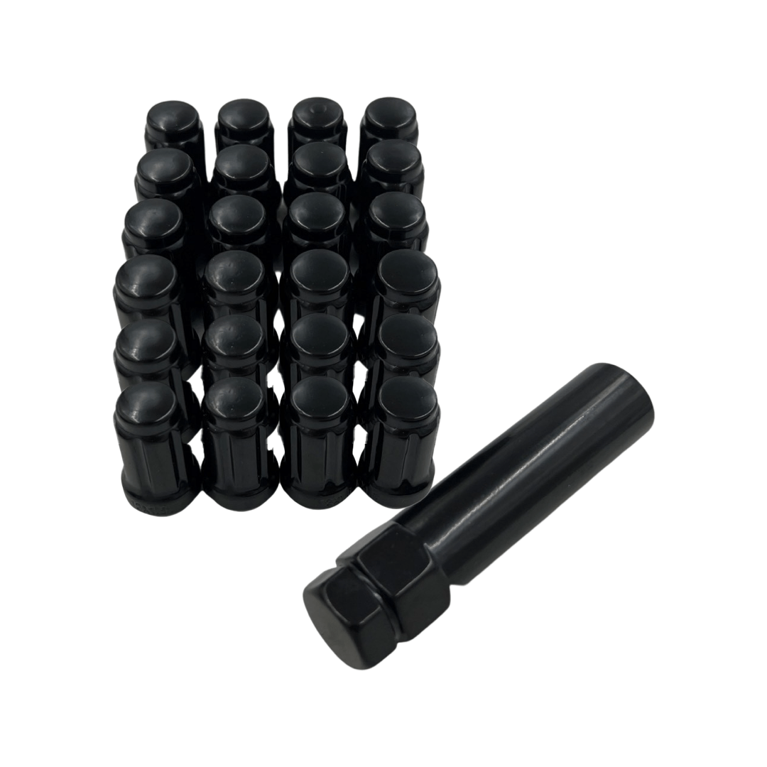 Can-Am Maverick R Black Lug Nut Set - 24 Lug Nuts w/ Socket (M12 x 1.5)