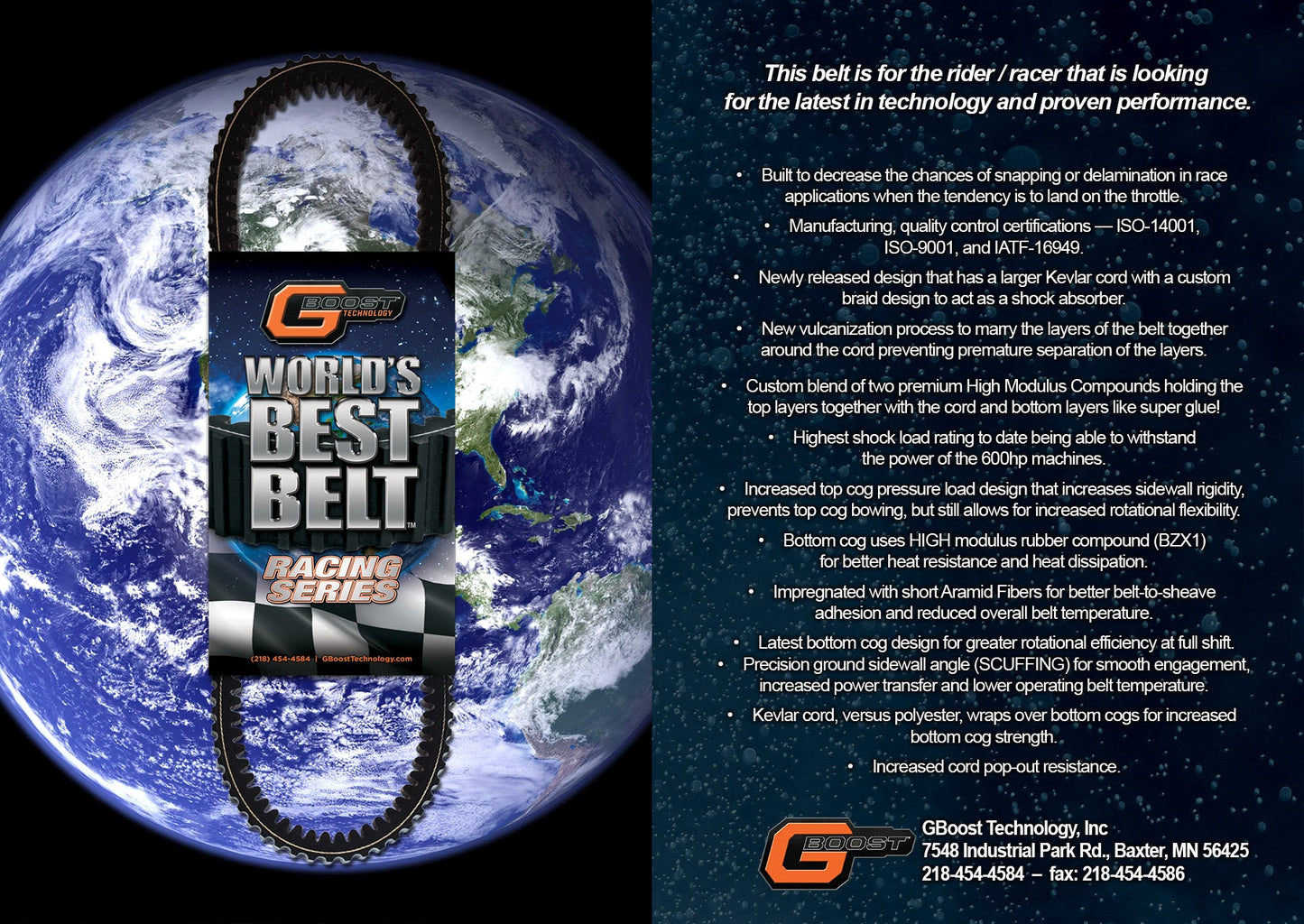 GBoost - Can Am X3 Gboost Worlds Best Race Series Belt - UTVRaceShop.Com