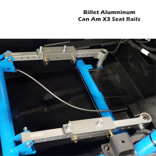 Billet Racing Products - Can Am X3 & Maverick R Billet Seat Rail Adapters for Side Mount Race Seats - UTVRaceShop.Com