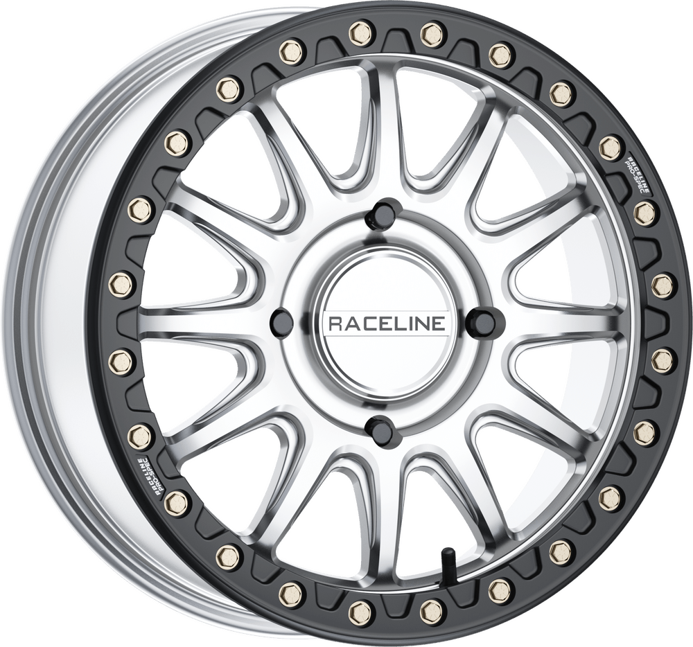 Raceline Wheels - Raceline Alpha Beadlock 17x7 4/137 +40mm Silver w/ Black Ring - UTVRaceShop.Com