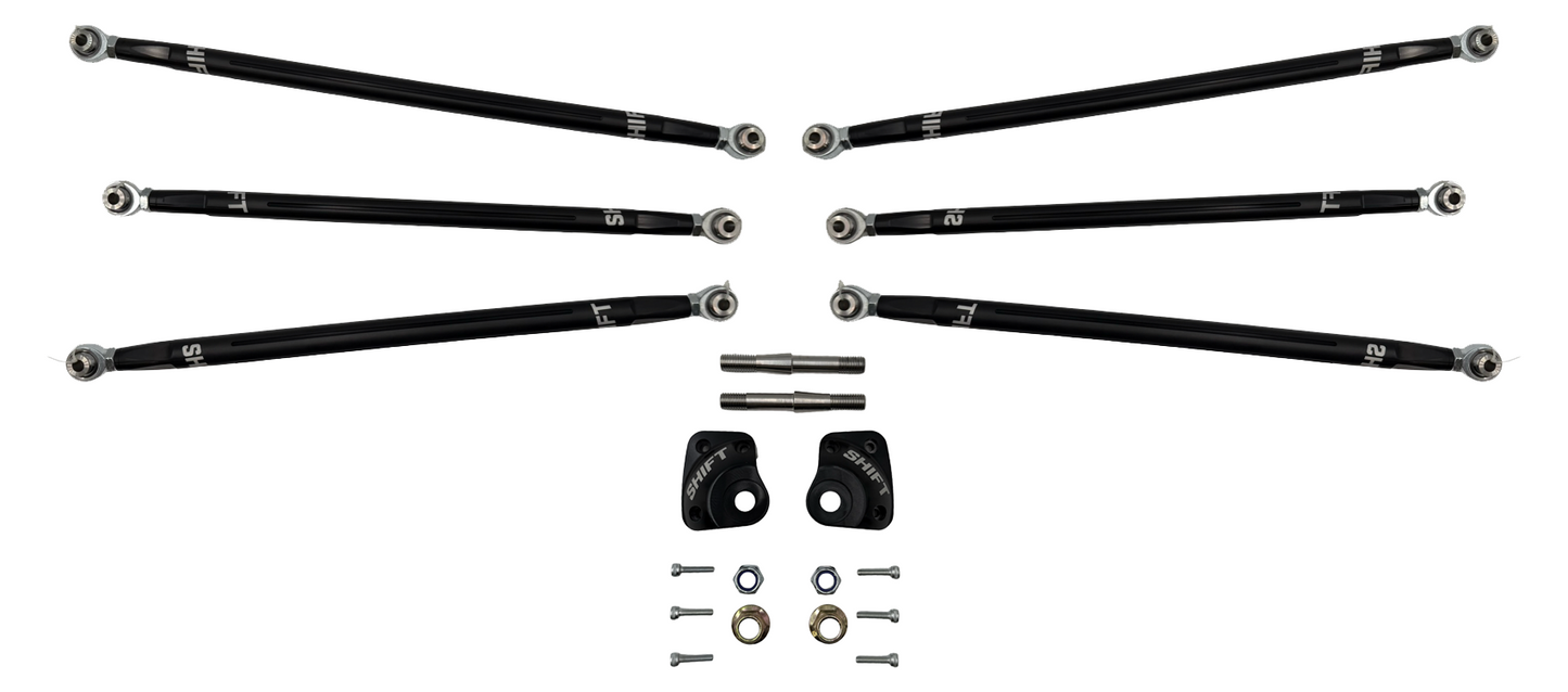 Can-Am Maverick R Adjustable Straight Radius Rod Kit - Billet 7075 Race-Series w/ Double Shear Middle Rod End