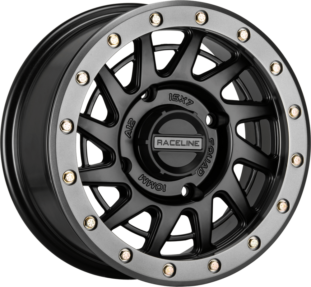 Raceline Wheels - Raceline Squad Beadlock Wheels 15X7 4/137 6+1(+38MM) Black / Gunmetal Ring - UTVRaceShop.Com